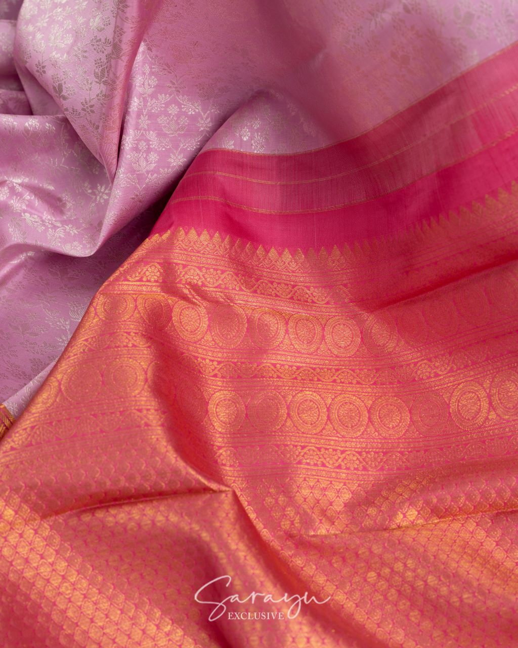 Light Lavender and pink shade pure authentic kanchi pattu