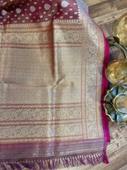 Banarasi tissue silk saree with contrast blouse