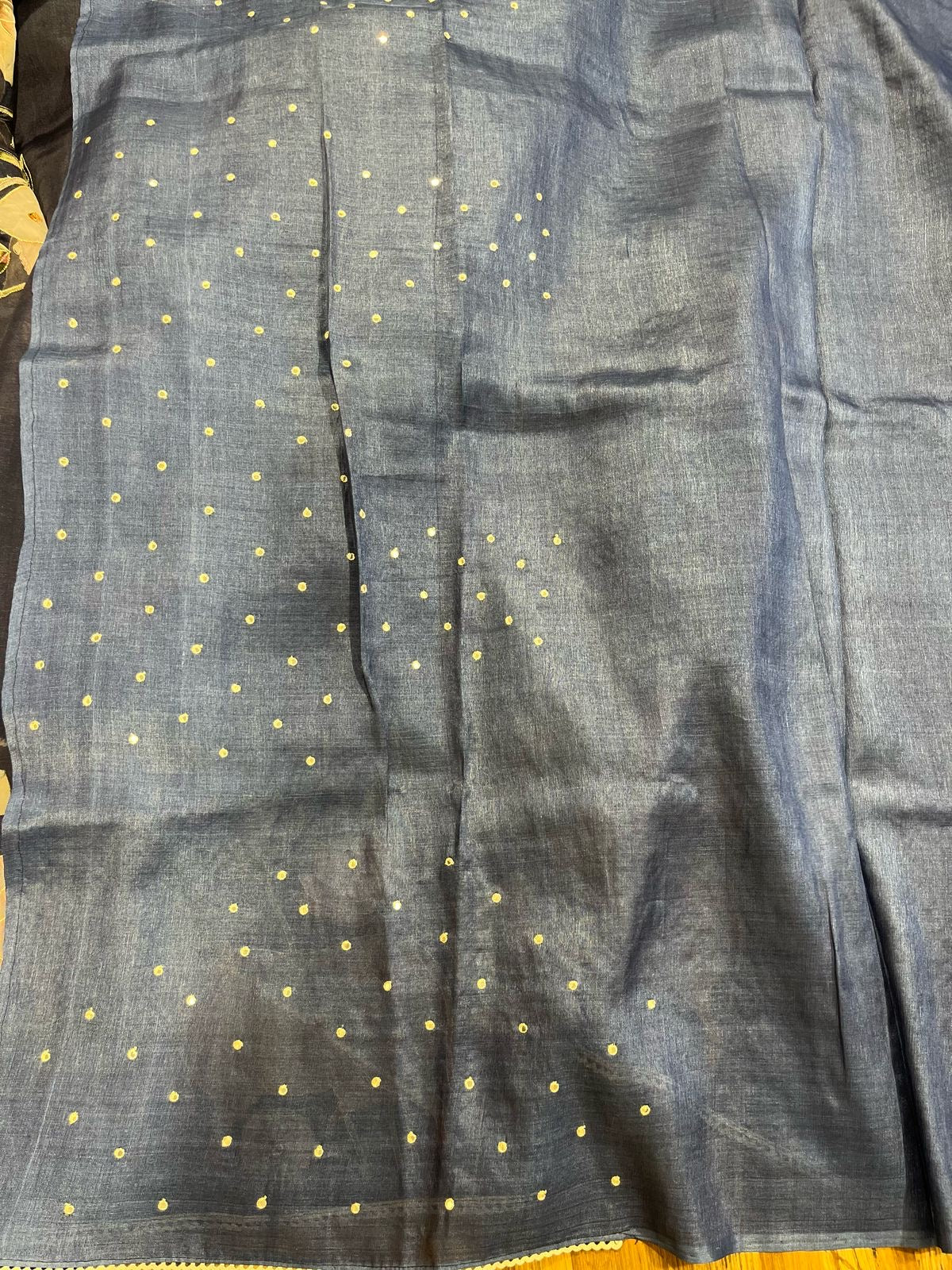 Royal Blue Designer Floral Print Pure Organza