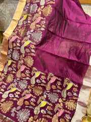 Chanderi pattu saree with ready wear blouse