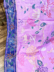 Lilac and Blue Poduru Khadi jamdhani