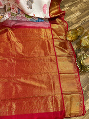 White Pure Kanchi Digital Silk