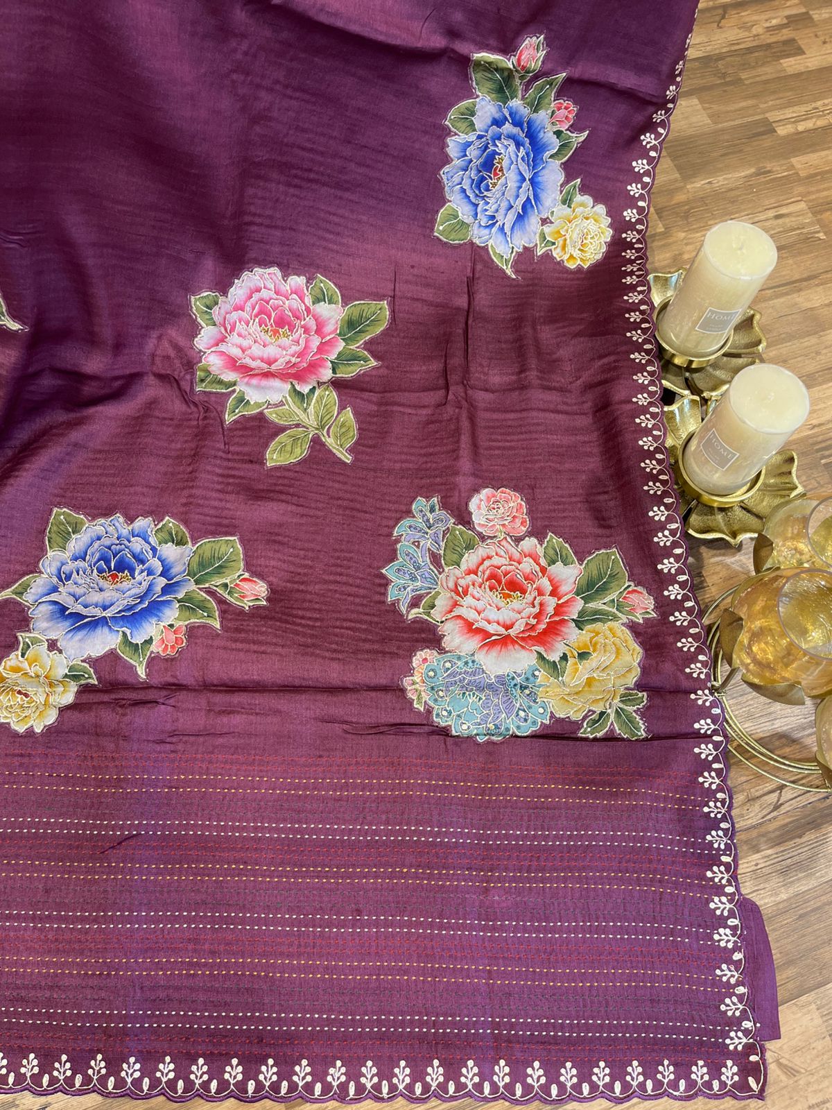 Wine Pure Tussar Saree
