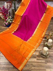 Pink and Orange Mysore Silk