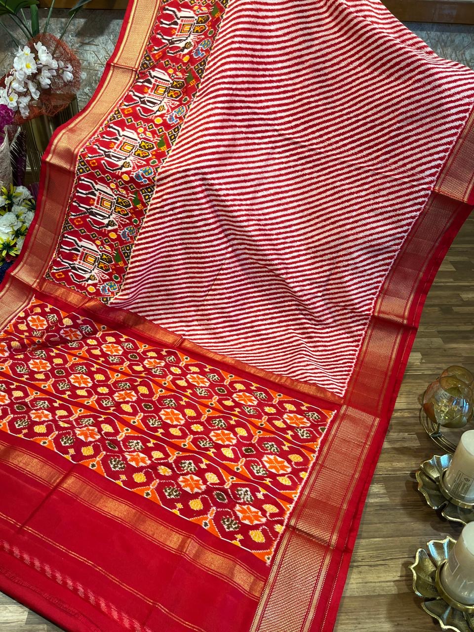 Red laheria Twill ikkat