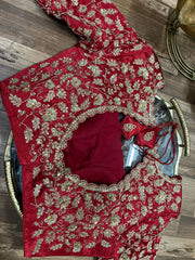 Red Velvet  Handworked Blouse