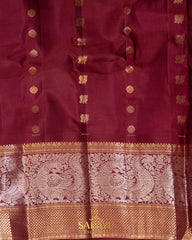 Sea Green and Brick Red Pure Gadwal Silk