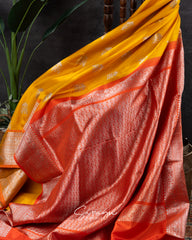 Yellow and Orange Pure Venkatagiri Silk