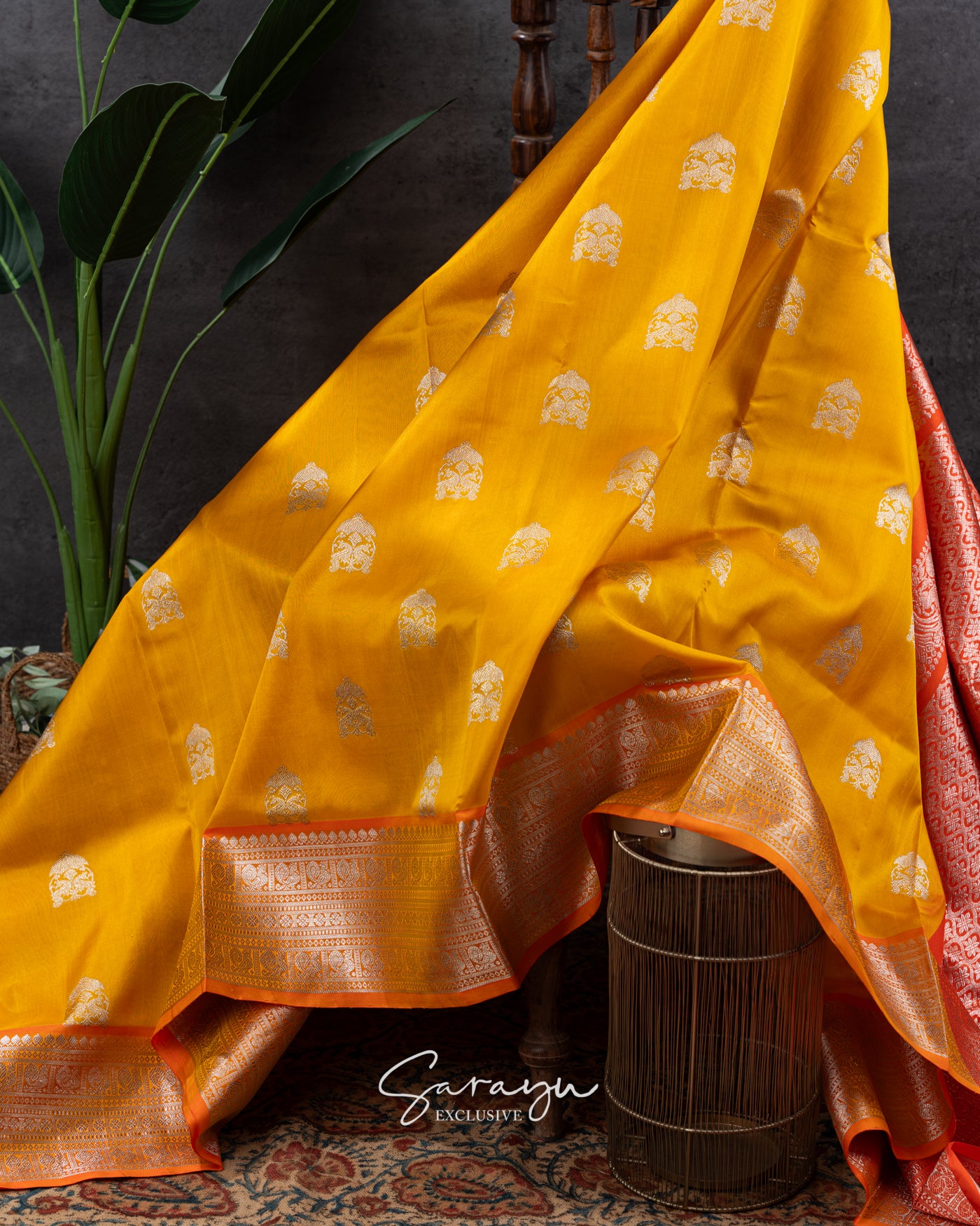 Yellow and Orange Pure Venkatagiri Silk