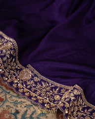 Deep Purple Italian German silk Designer Saree