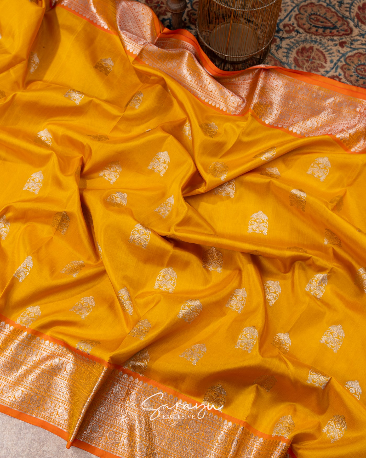 Yellow and Orange Pure Venkatagiri Silk