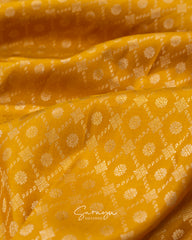Beautiful Mustard Yellow and Maroon Red Pure Kanchi Silk