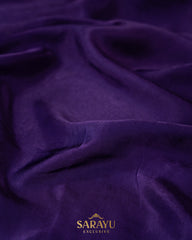 Deep Purple Italian German silk Designer Saree