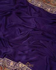 Deep Purple Italian German silk Designer Saree