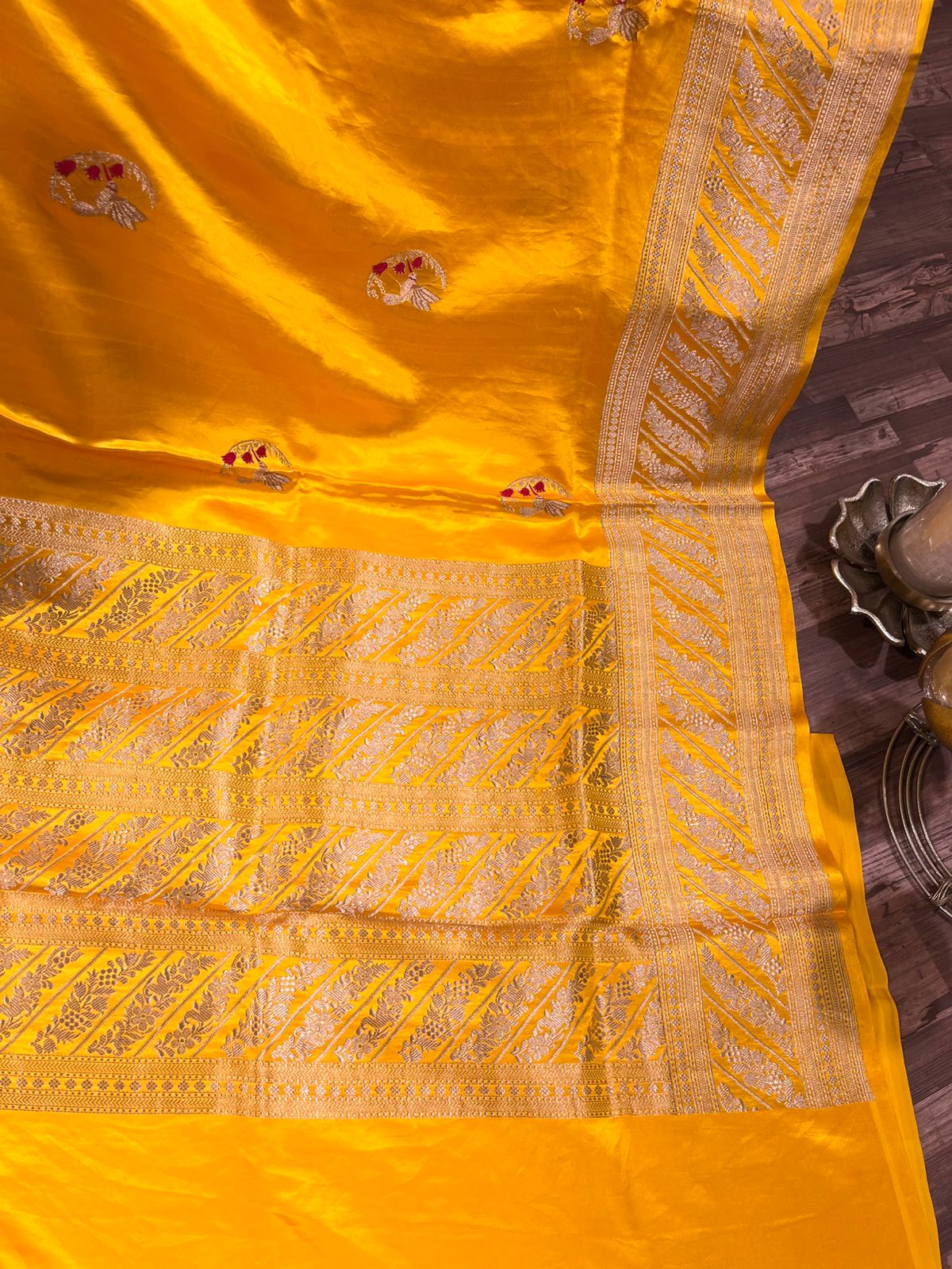 Musturd Yellow Banarasi Mashuru Silk