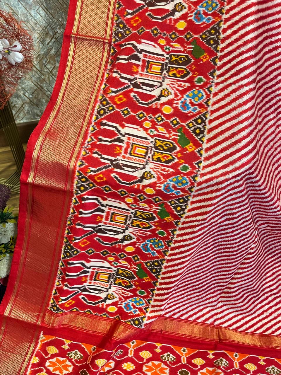 Red laheria Twill ikkat