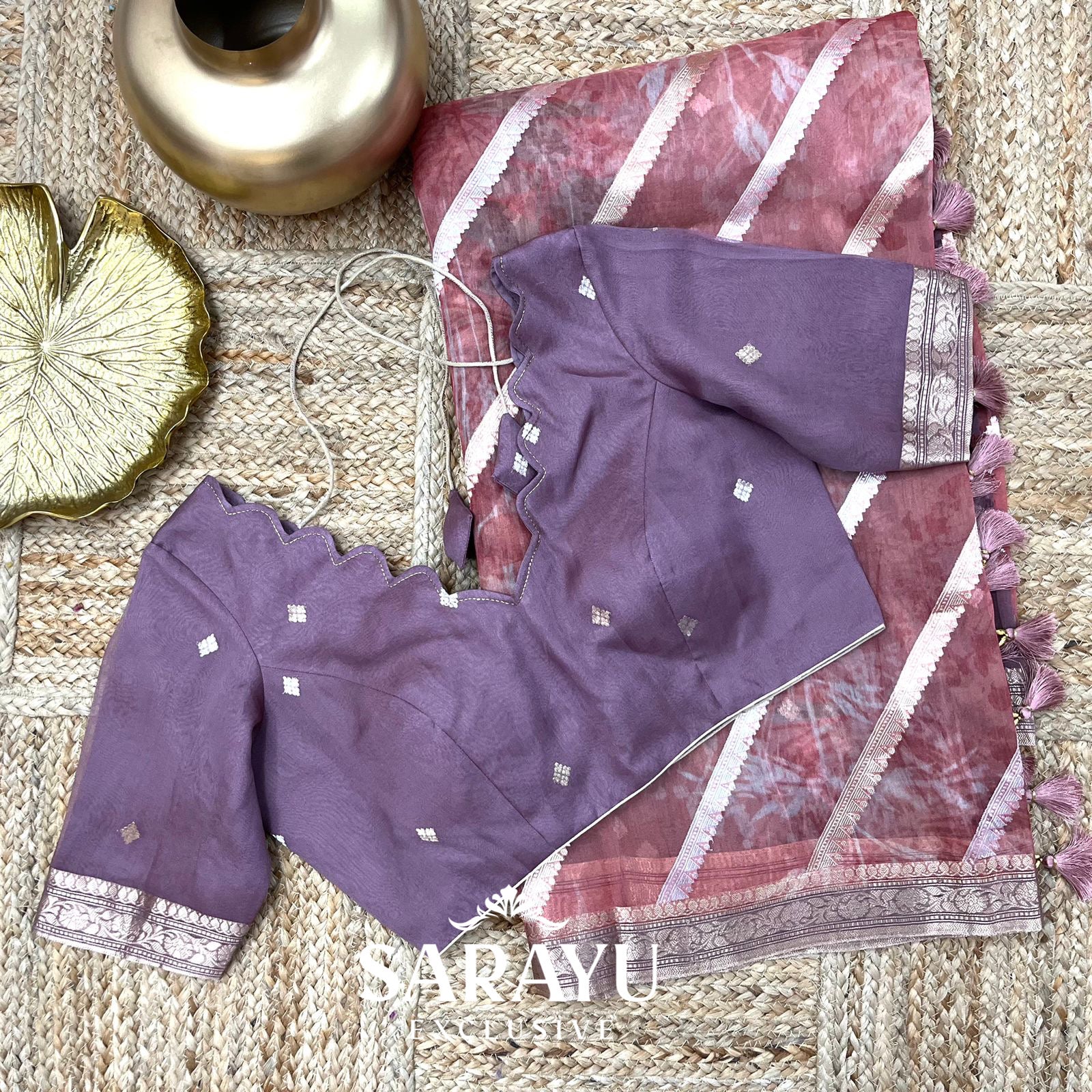 Mauve Handwoven Organza Pure Silks