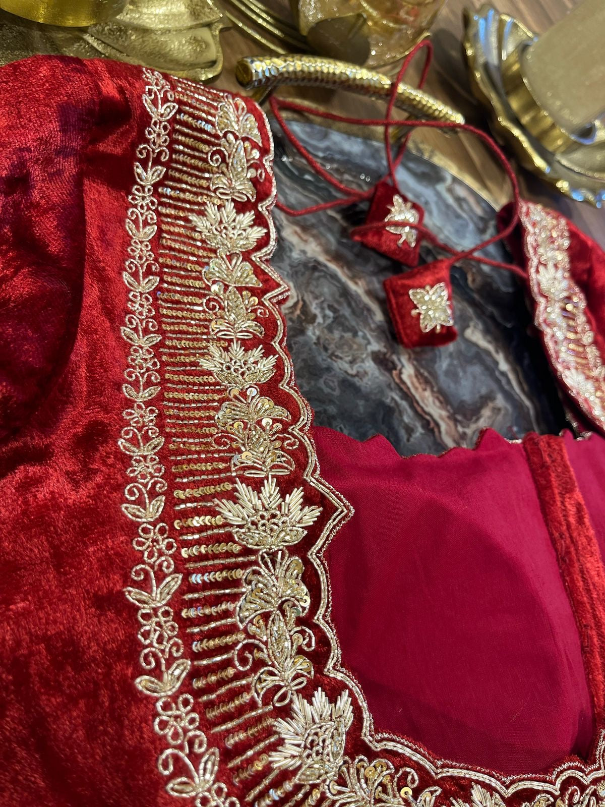 Red Velvet Designer Blouse