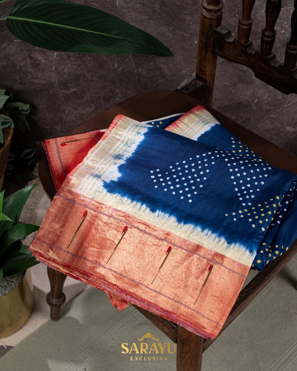 Ink Blue Single Muniya Paithani Bandhini