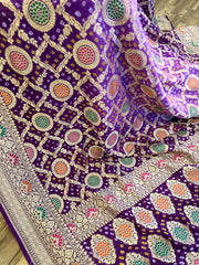 Purple Double Shaded Banarasi Bandhini Georgette