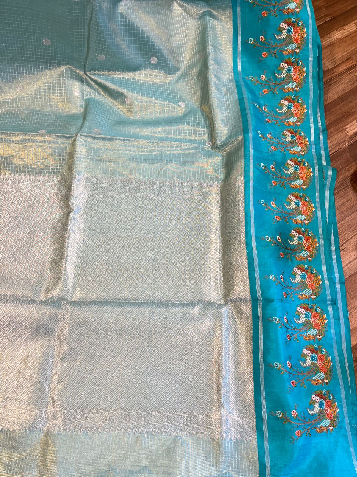 Kanchi Pattu Tissue Customized Handworked Border