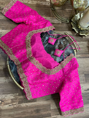 Rani Pink Pure Rawsilk Handworked Blouse