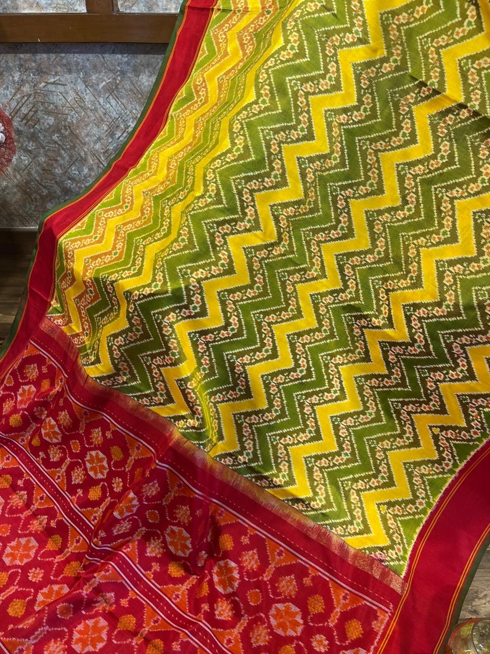 Yellow and Red Twill ikkat