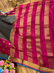 Black and Pink Premium Mysore Silk