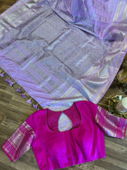 Lavender and Pinn Venkatgiri Pure Silk