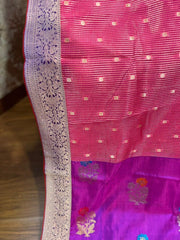 Pink and Purple Combination Fancy Kota and Banaras Fusion