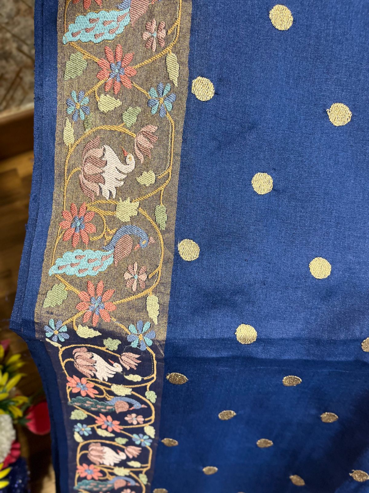 Navy Blue Shade Pure Tussar Saree