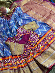 Blue and Magenta Twill Kanchi