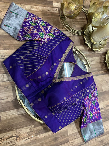 Purple Pure Silk and Patola, Paithani Fusion Blouse