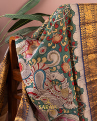 Beautiful Combination Kalamkari Hand painted Kanchi Pure Silk