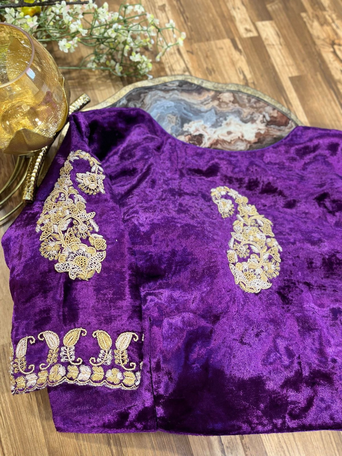 Purple Velvet Handworked Blouse