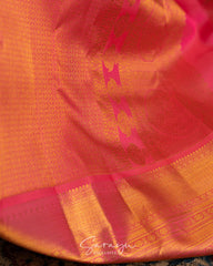 Pista and coral pink pure kanchi silk
