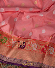 Peach Banarasi Pure Katan Silk Saree