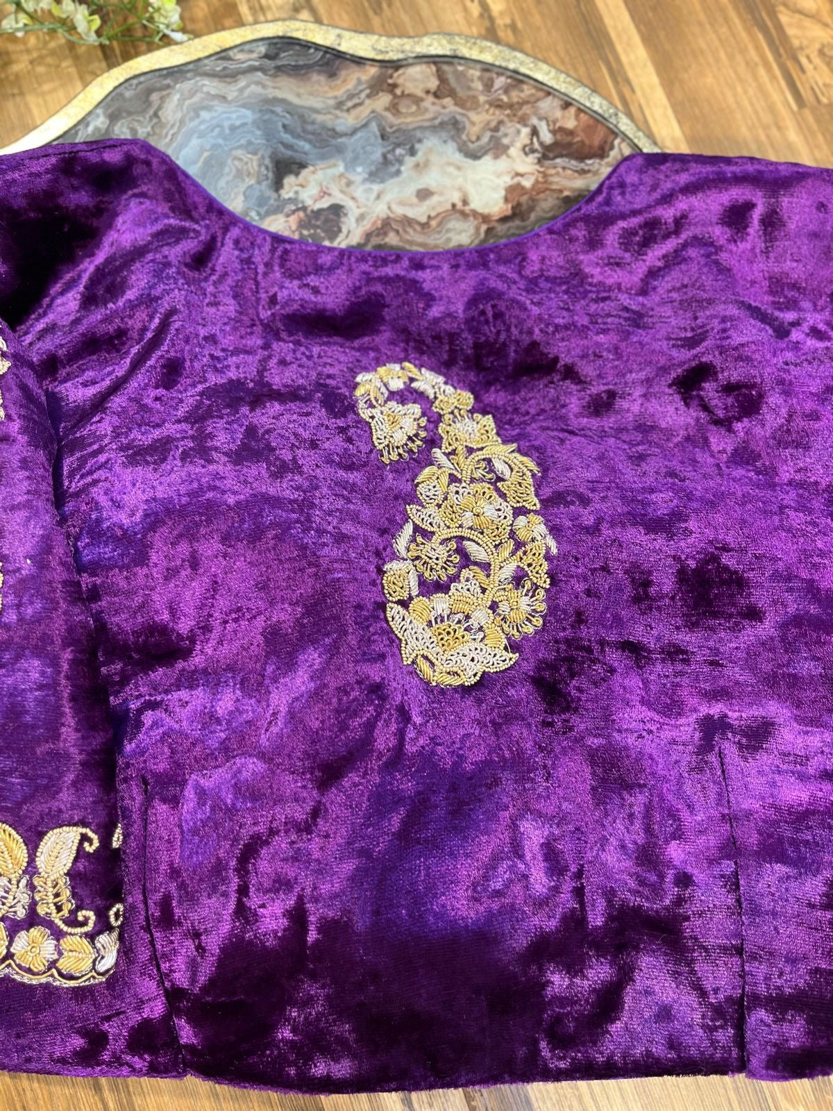 Purple Velvet Handworked Blouse