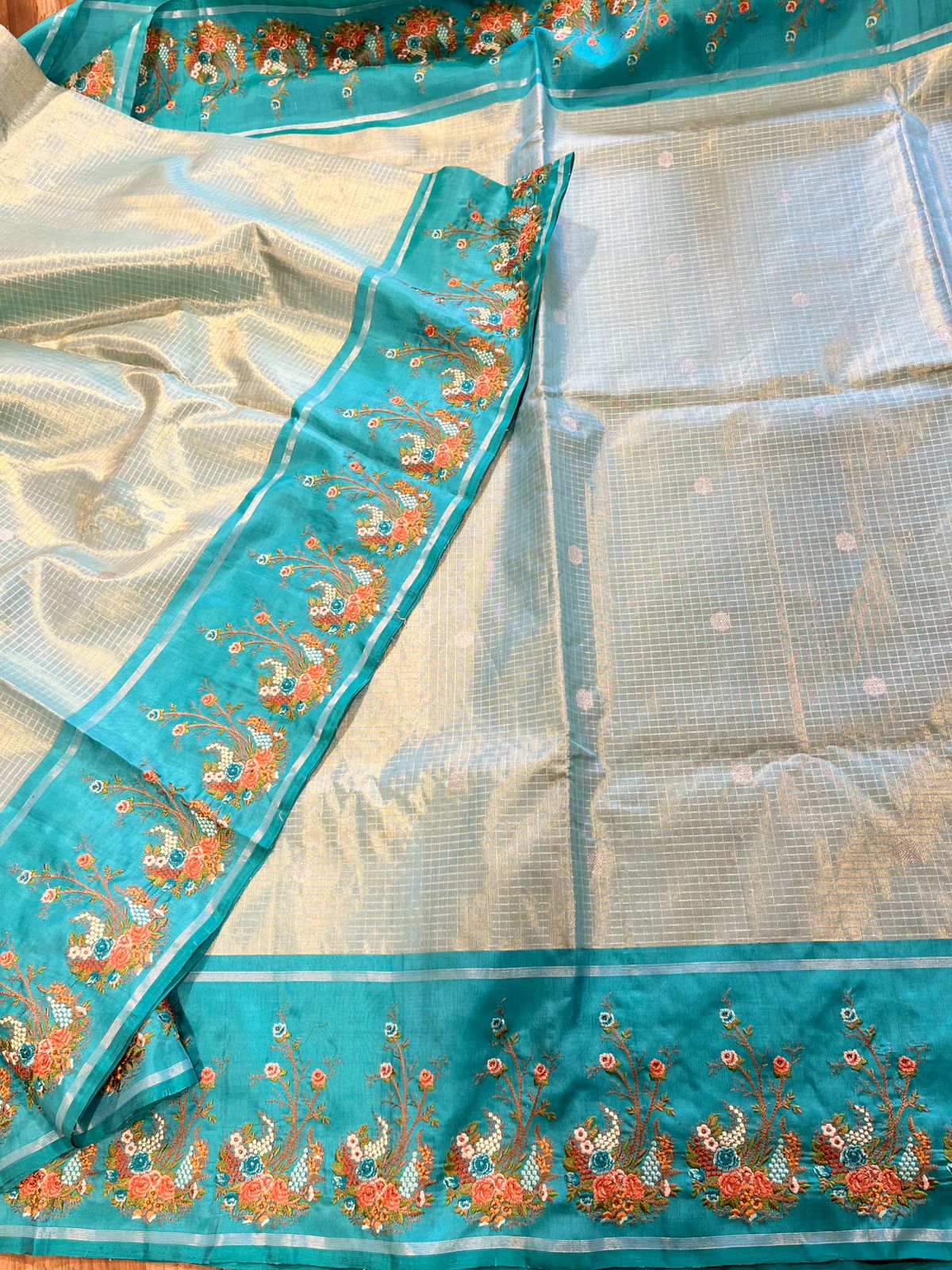 Kanchi Pattu Tissue Customized Handworked Border