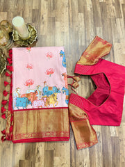 Baby Pink Pure Kanchi Digital Silk