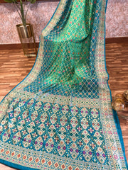 Double Shaded Sea Green Banarasi Bandhini Georgette