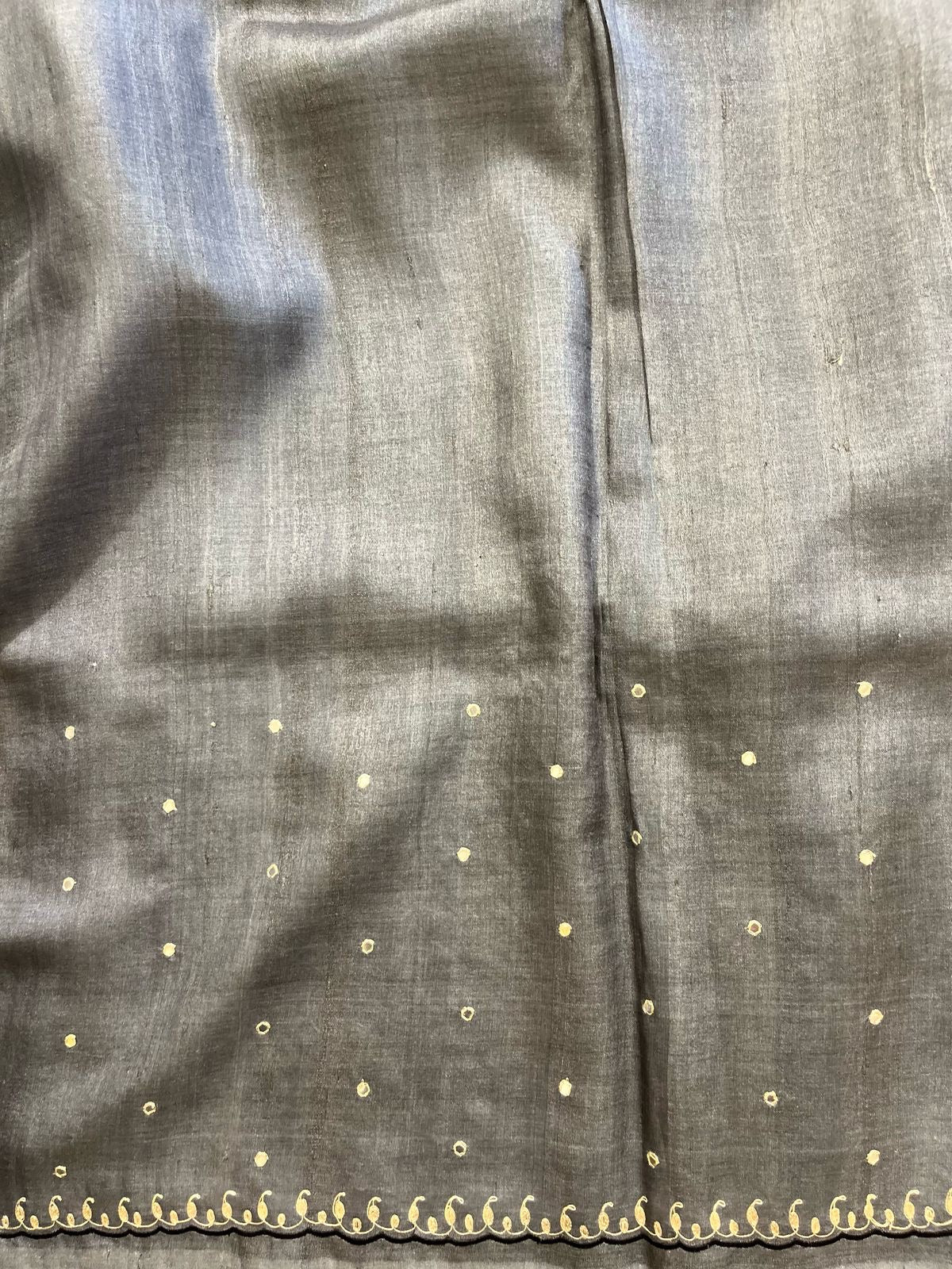 Black Designer Floral Print Organza