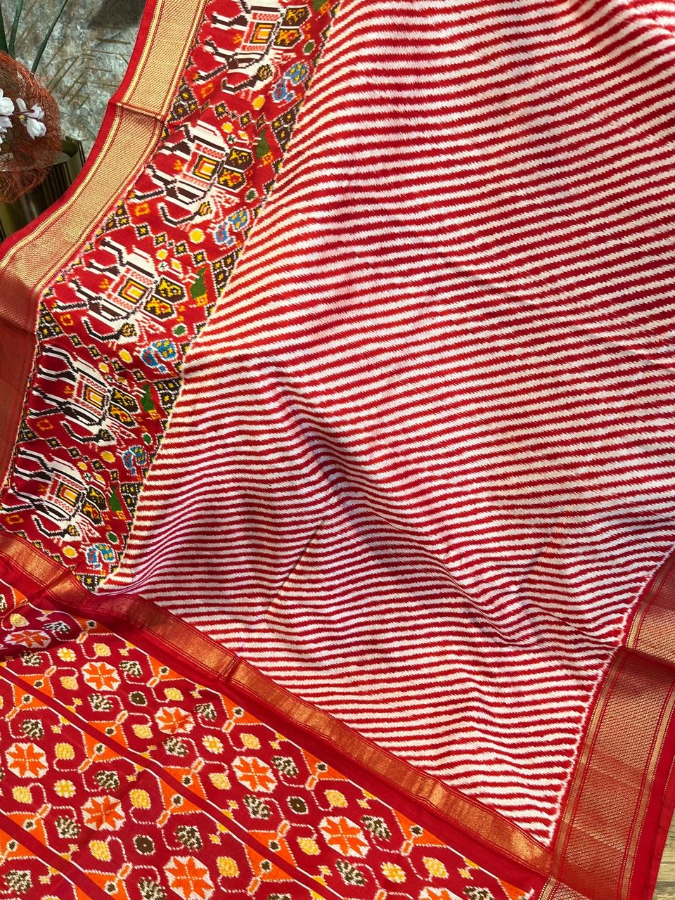 Red laheria Twill ikkat