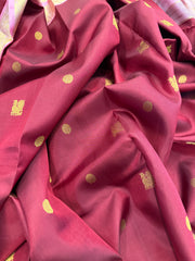 Maroon and Rose Pink Pure Kanchi Vintage Pattu