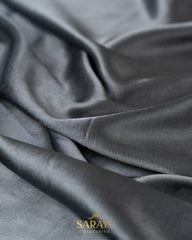 Slate Grey Italian German Pure Silk Designer Saree