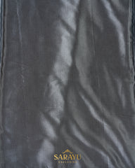 Slate Grey Italian German Pure Silk Designer Saree