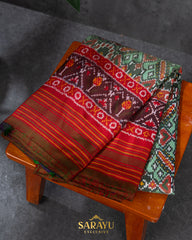 Sage Green and Red Twill Patola