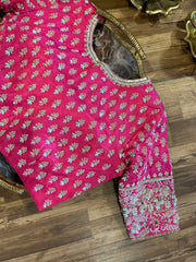 Bright Pink Intricate Handworked Silk Blouse