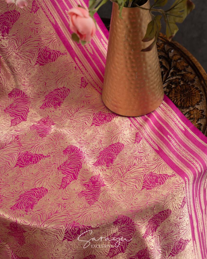 Statement Pink Raw mango Brocade Banarasi silk