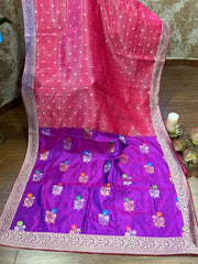 Pink and Purple Combination Fancy Kota and Banaras Fusion